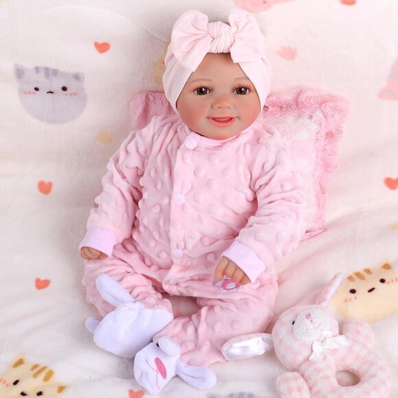🆕17inch Soft Cloth Body Newborn Baby Poseable Limbs Sakura Baby Doll Girl - Picture 5 of 9